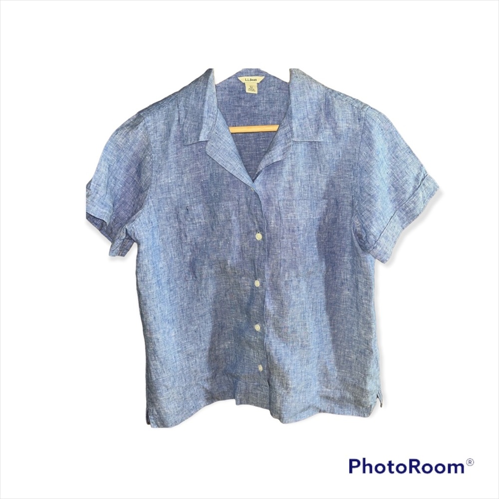 Vintage blue linen button down shirt